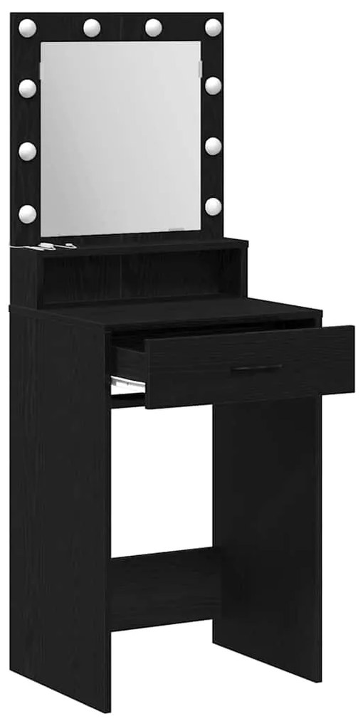 Mesa de Maquiagem vidaXL com Luzes LED Carvalho Preto 50x41x135 cm
