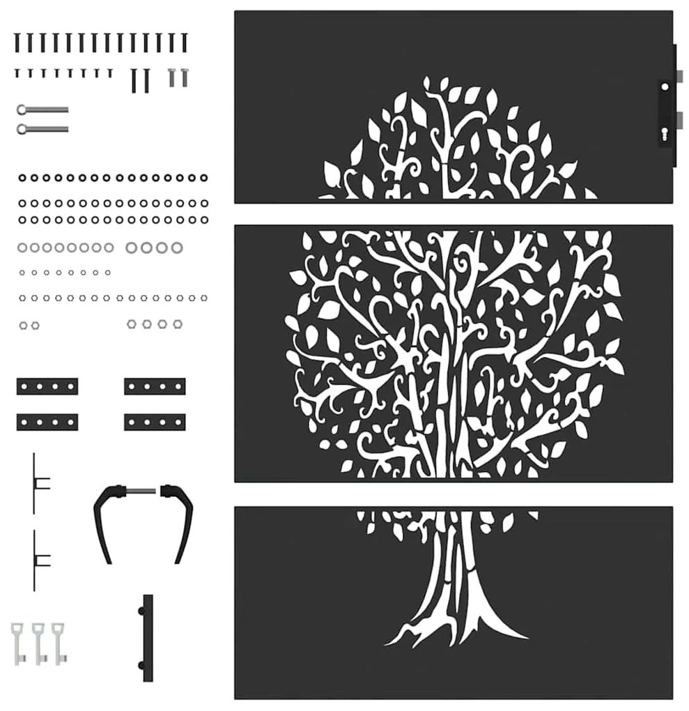 Portão de Jardim Preto 100 x 150 cm Aço com Revestimento em Pó