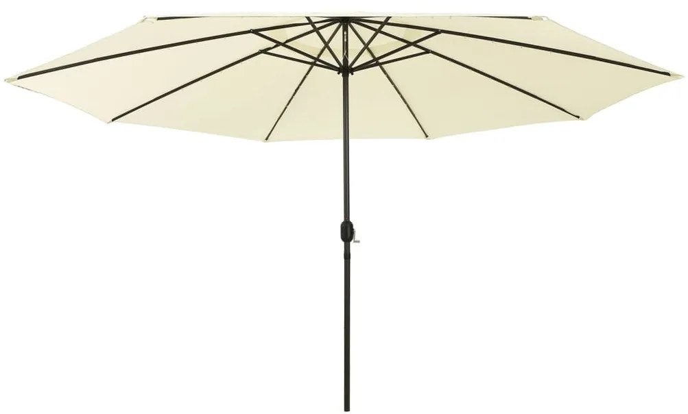vidaXL Guarda-sol de jardim com luzes LED 400 cm areia