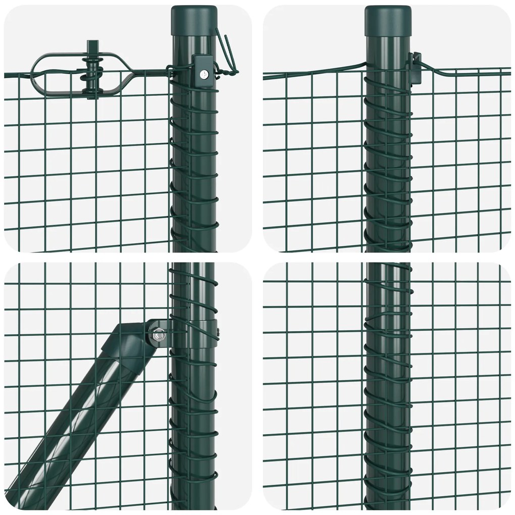Conjunto de Postes para Cerca de Aço Conjunto de 2 Verde