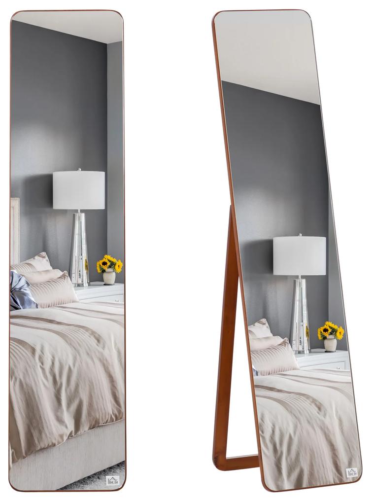 Espelho de pé de Corpo Inteiro Retangular Espelho de Parede com 2 Formas de Uso Estrutura de Madeira de Pinho para Dormitórios Sala de Estar Corredor