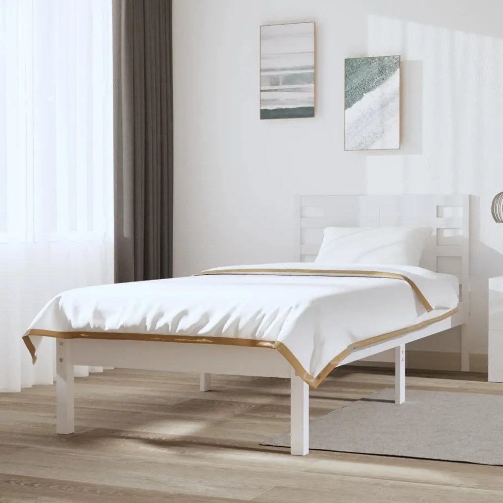 vidaXL Cama sem colchão 90x200 cm madeira de pinho maciça branco