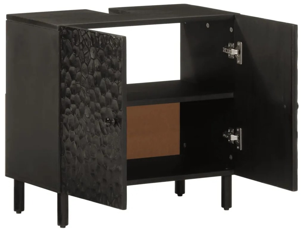 Armário para lavatório 62x33x58 cm mangueira maciça preto