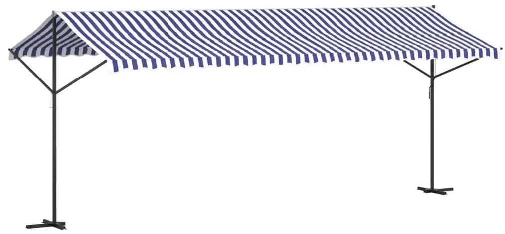 Toldo de pé 600x300 cm tecido e aço azul e branco