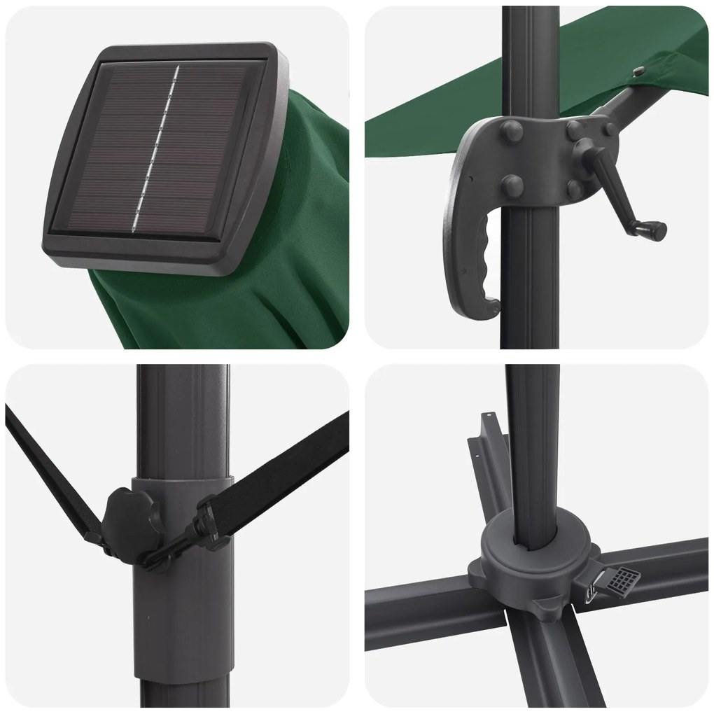 Guarda-sol Verde de Braço Articulado Verde Poliéster, Metal Grande