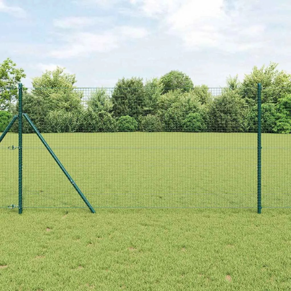 vidaXL Cerca com Postes Verde 1.4 x 10 m Aço