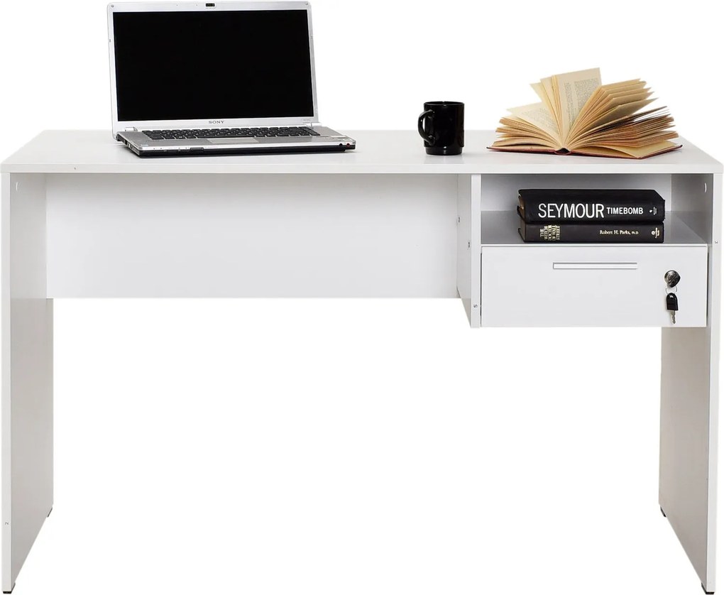 Secretária "Simple" com Gaveta - 120 x 75 x 60 cm - Branco - Design Mo