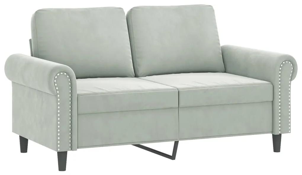 3 pcs conjunto de sofás com almofadões veludo cinzento-claro