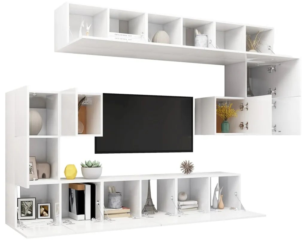 10 pcs conjunto de móveis de TV derivados de madeira branco