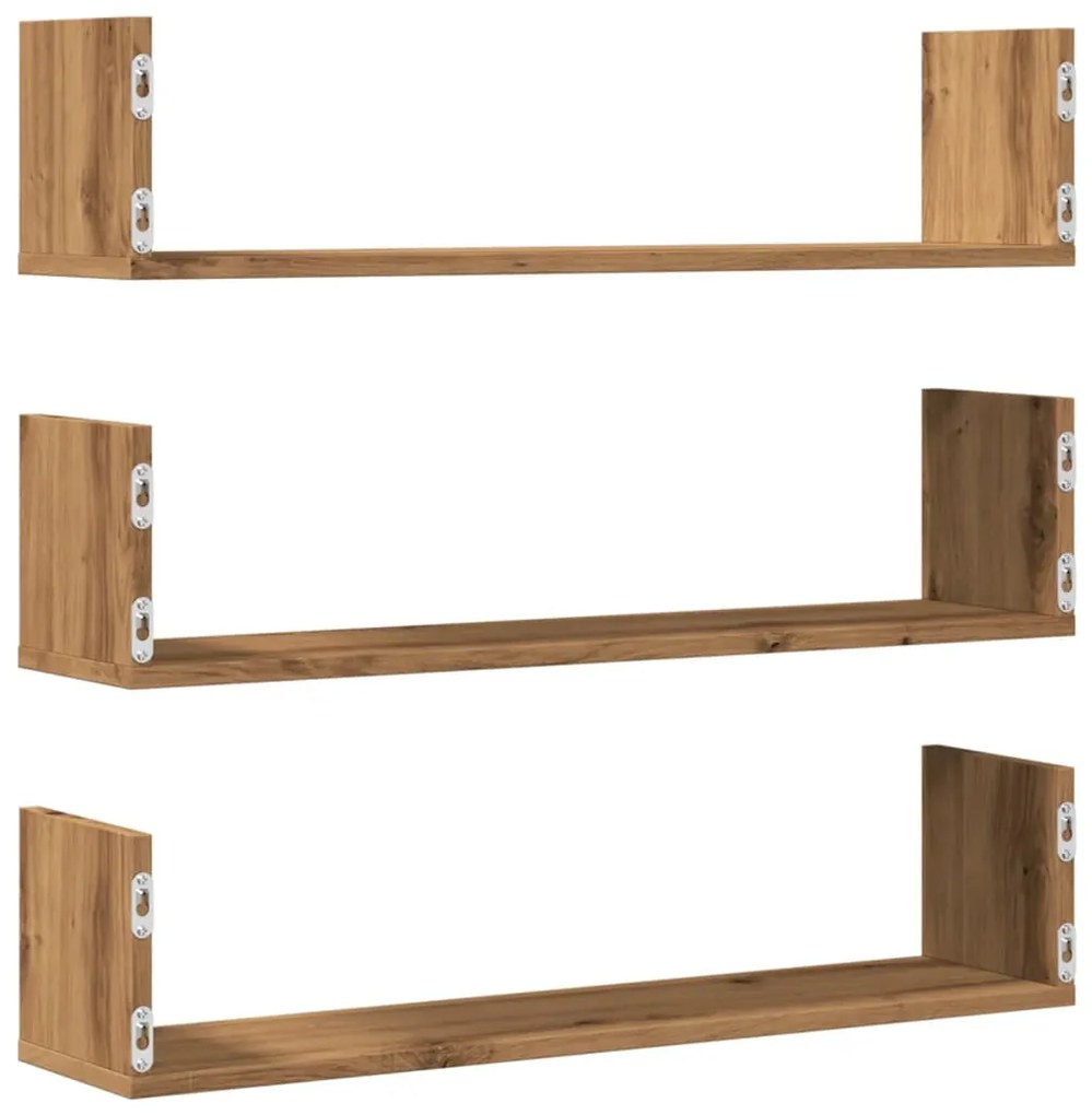 Prateleiras de parede 3pcs derivados madeira carvalho artisiano