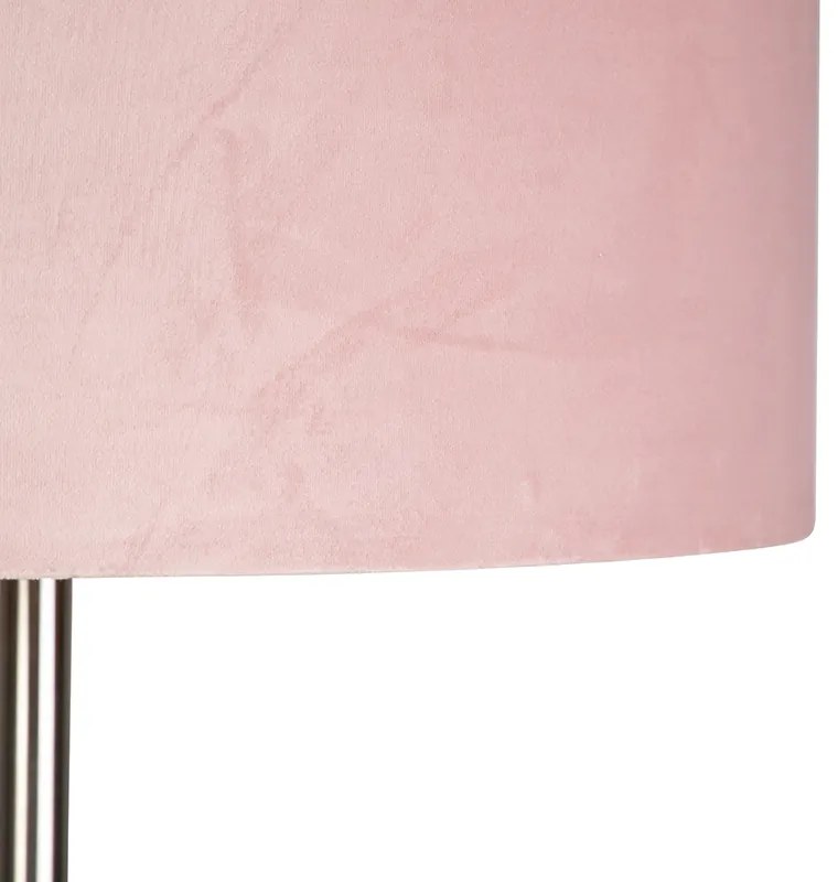 Luminária de pé em aço com abajur rosa 50 cm - Simplo Art Deco,Clássico / Antigo,Moderno
