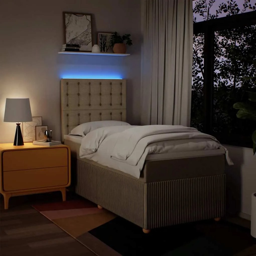 Cama com molas/colchão 90x190 cm tecido cor creme