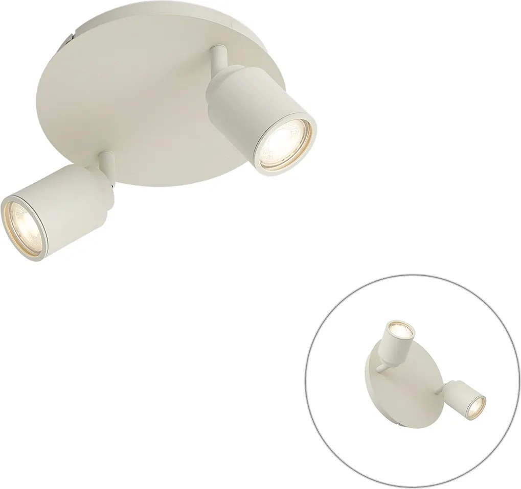 Foco de casa de banho moderno bege 2 luzes IP44 - Ducha