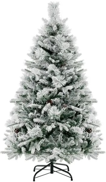 Árvore de Natal artificial com agulhas de pinheiro e 8 modos de iluminação - 136 cm Verde e branco