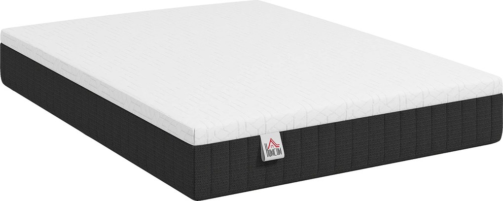HOMCOM Colchão 190x135 cm Espessura 25 cm Colchão Viscoelástico com Molas Ensacadas de 7 Zonas Firmeza Média Capa Lavável | Aosom Portugal