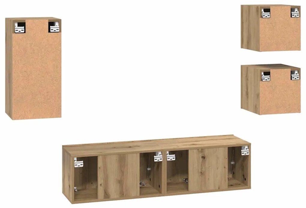 Conjunto de móvel de TV com prateleira 5 pcs carvalho artisiano