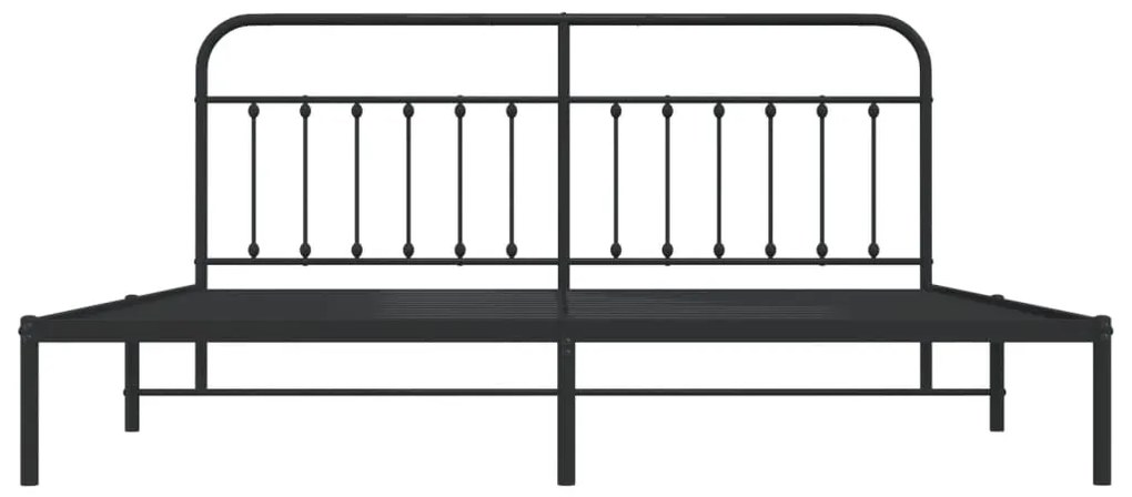 Estrutura de cama com cabeceira 200x200 cm metal preto
