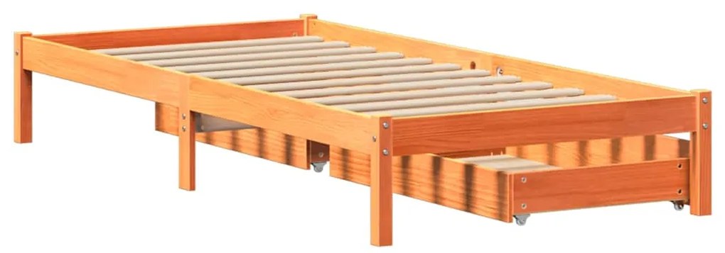Cama sem colchão 75x190 cm madeira de pinho maciça castanho-mel