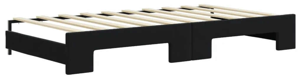 Sofá-cama com gavetão e colchões 90x190 cm veludo preto