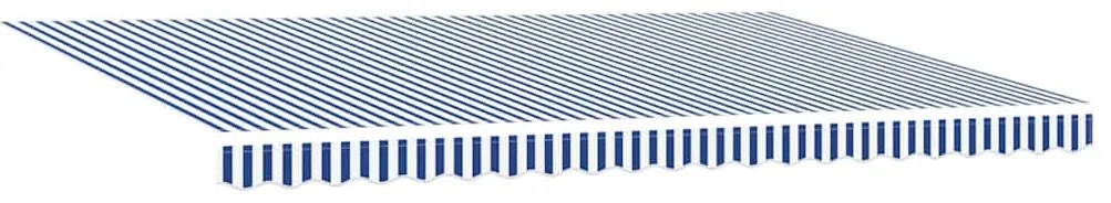 Toldo Retrátil with Manual Azul e branco 5 x 3 m Tecido e metal