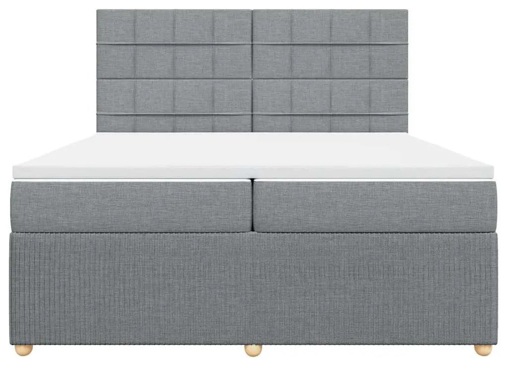 Cama com molas/colchão 200x200 cm tecido cinza-claro
