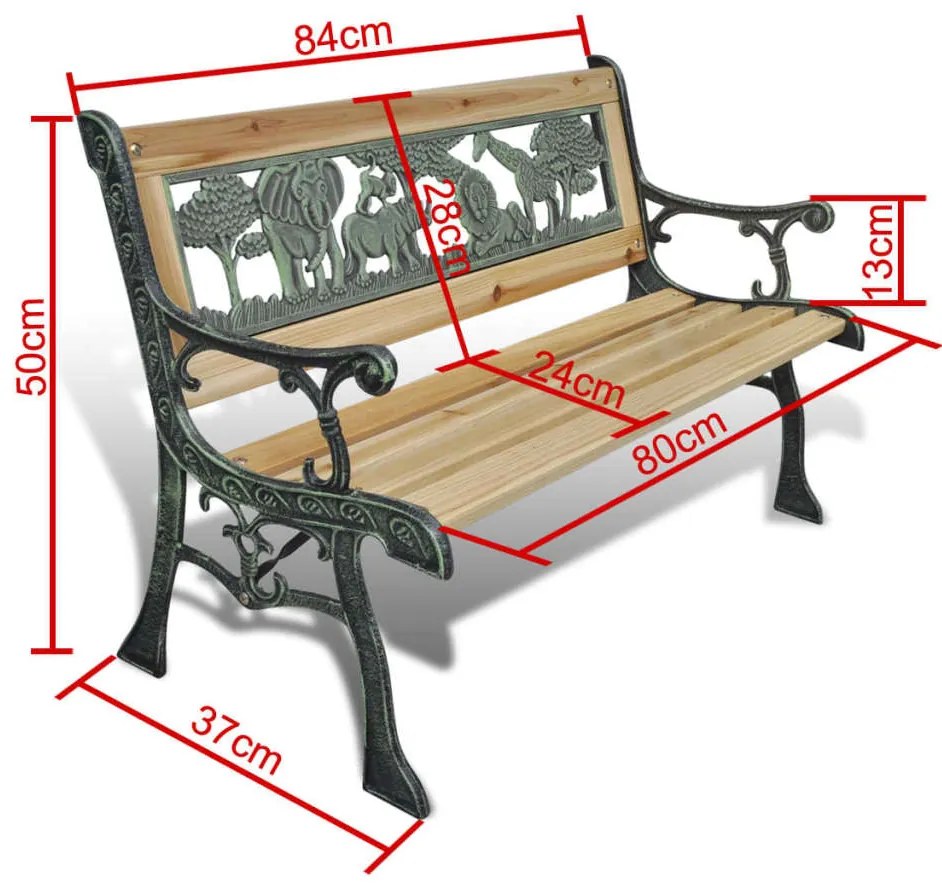 Banco de jardim para crianças 84 cm madeira