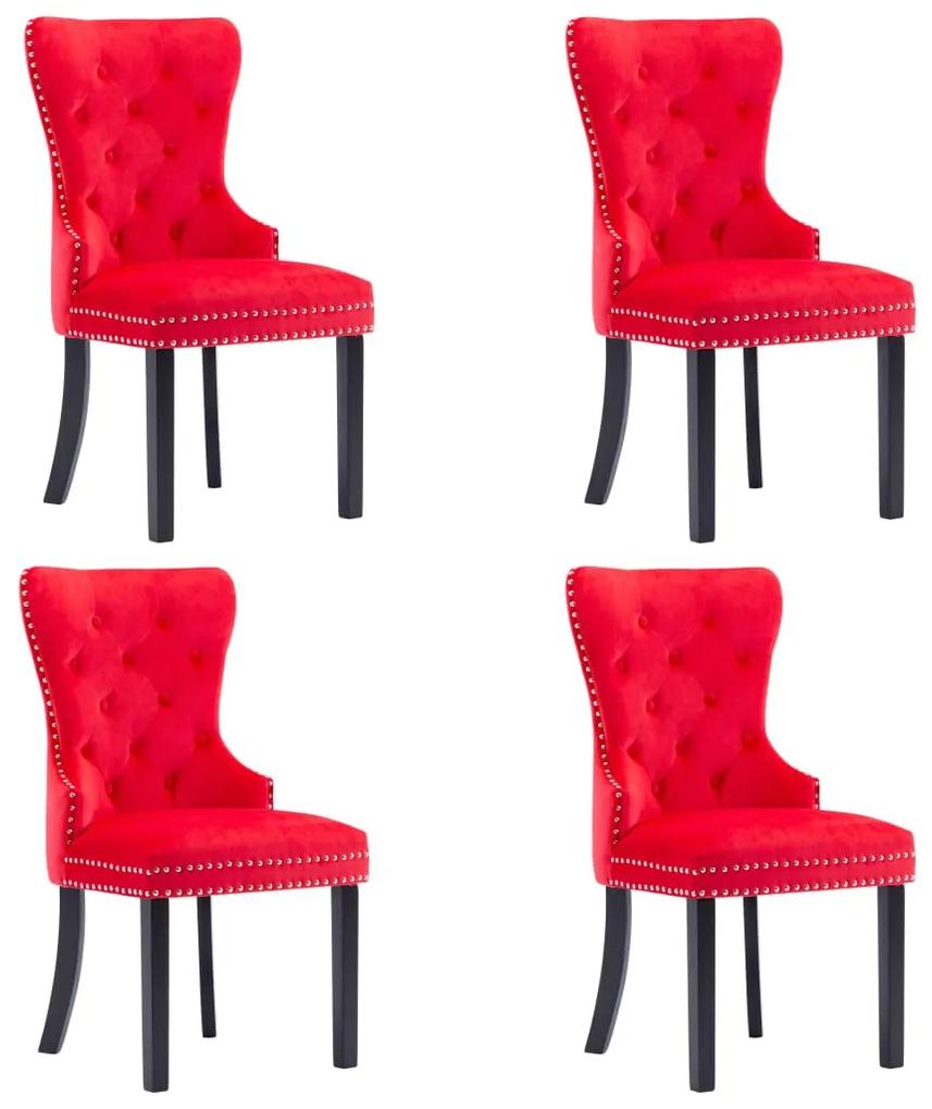 Cadeiras de jantar 4 pcs veludo vermelho