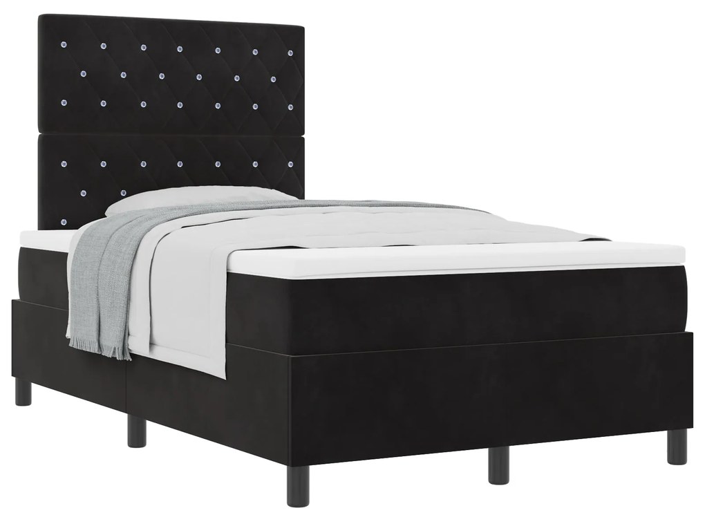Camas Box Spring com Colchão vidaXL Preto 120x200 cm Veludo