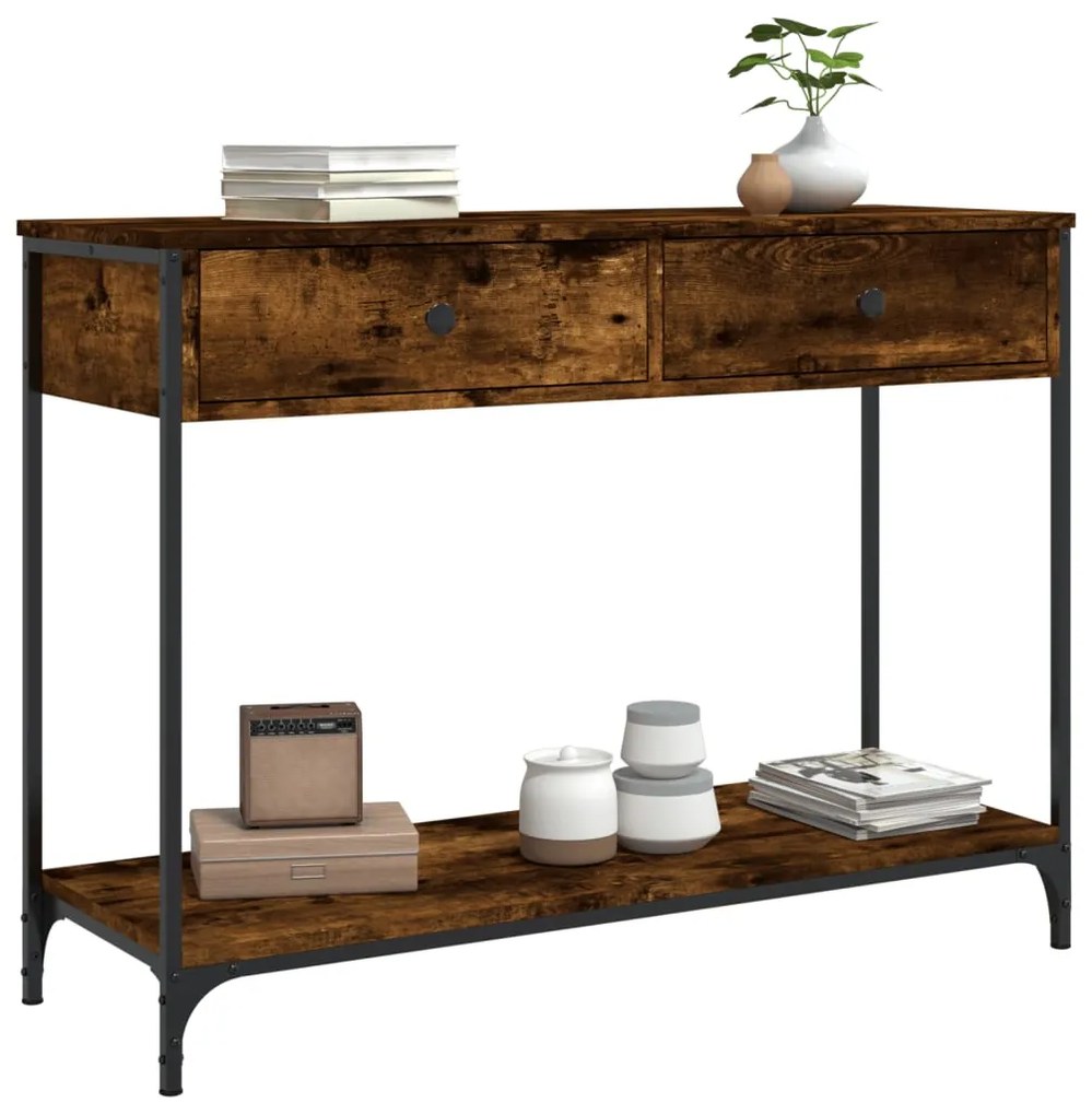 Mesa consola 100x34,5x75cm derivados de madeira carvalho fumado