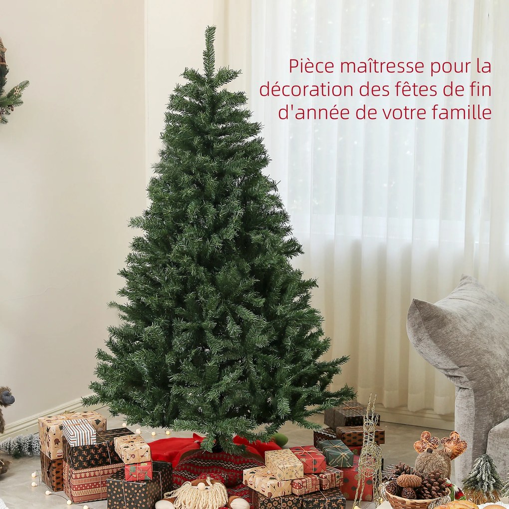 Árvore de Natal artificial de 180 cm com 1 000 ramos, abertura automática, base em aço, verde