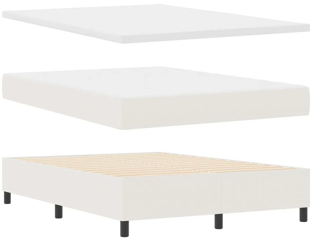 Cama Box Spring com Colchão Creme 140x200 cm Tecido de Veludo Cotelê