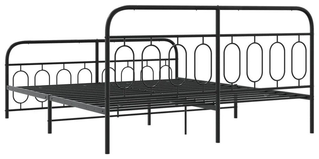 Estrutura de cama com cabeceira e pés 183x213 cm metal preto