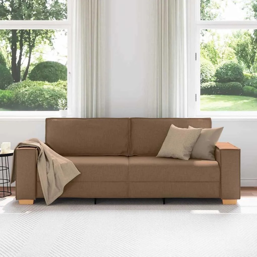 Sofá de 3 lugares marrom 180 cm tecido