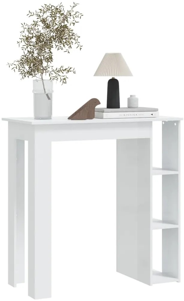 Mesa de bar + prateleiras derivados de madeira branco brilhante