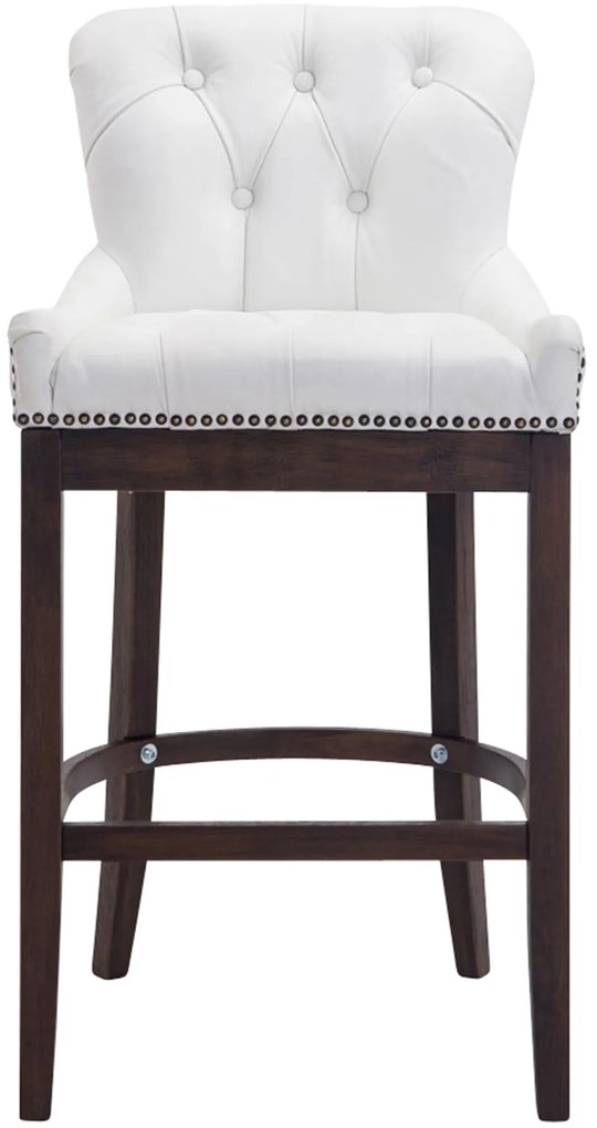 Banco de bar Lakewood em couro verdadeiro 55 x 109 x 57 cm Branco