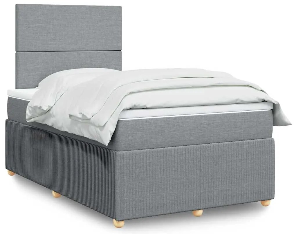 Cama boxspring com colchão 120x190 cm tecido cinzento-claro