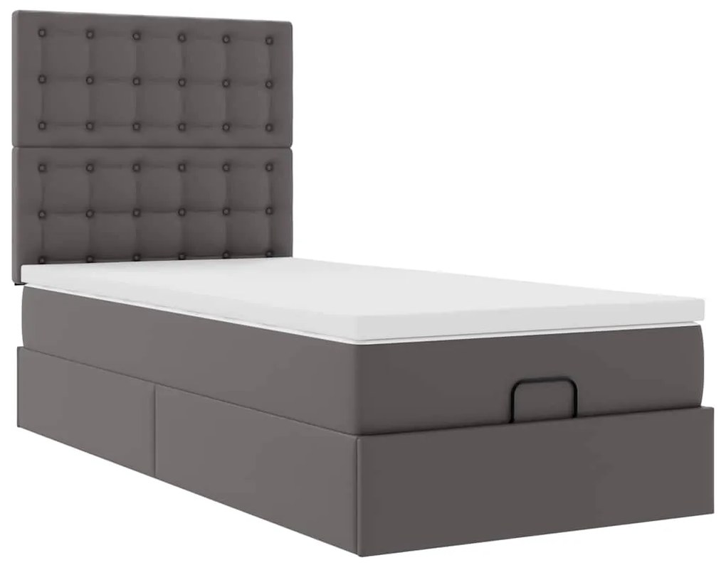 moldura de cama síriaXL otomana com colchão cinza 90x200cm couro falso