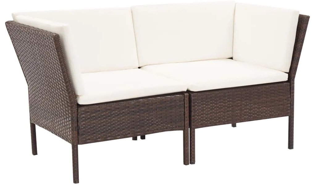 8 pcs conjunto lounge jardim c/ almofadões vime PE castanho