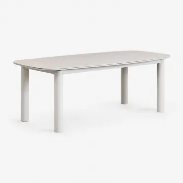 Mesa De Jardim Retangular 220-280x100 Cm Extensível Em Cerâmica E Alumínio Zinti Cinzento Areia - Sklum