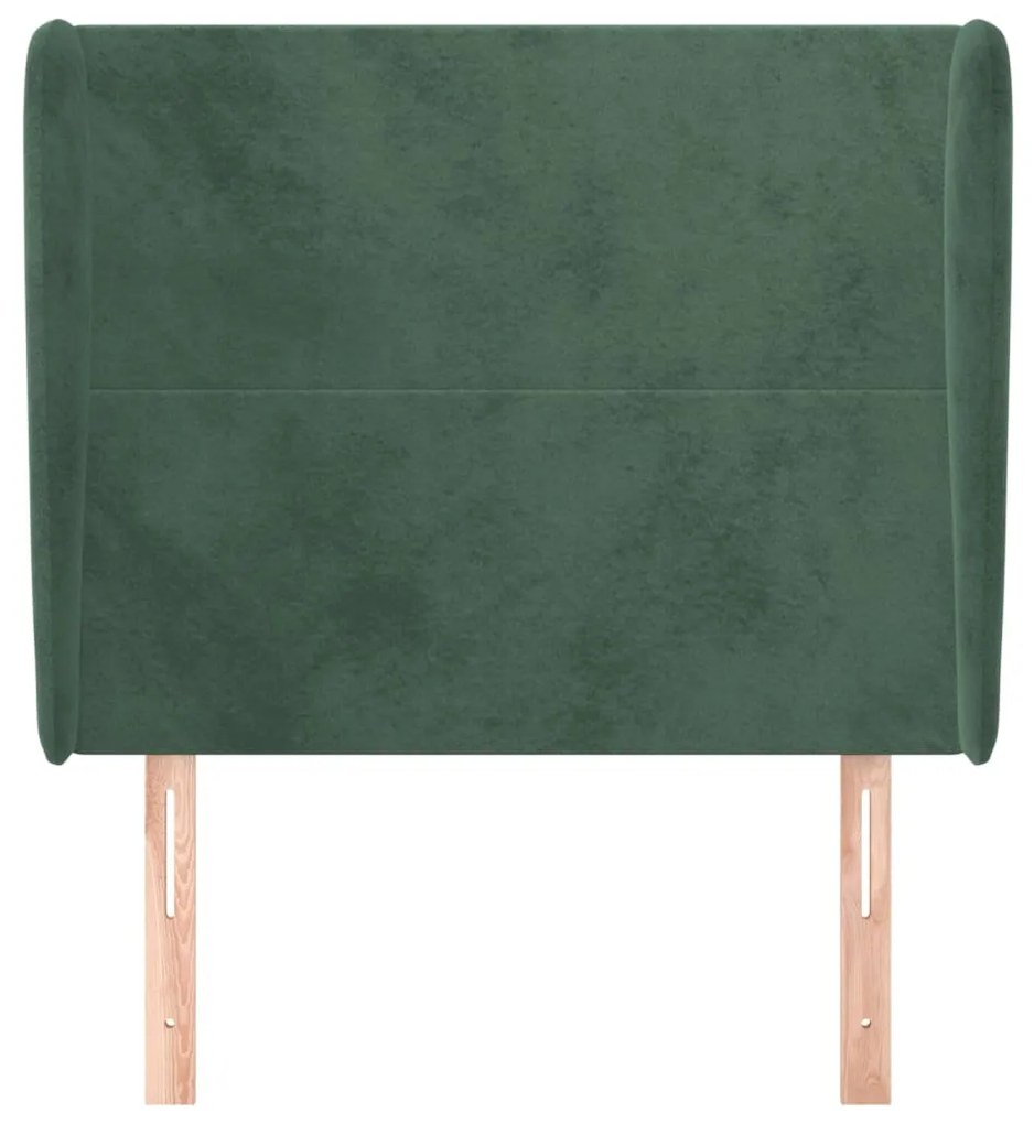 Cabeceira cama c/ abas veludo 103x23x118/128 cm verde-escuro