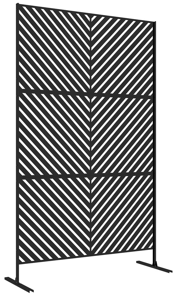 Outsunny Painel Quebra Vista decorativo Biombo Exterior com Padrão Geométrico em Metal 122x45x198 cm Preto | Aosom Portugal