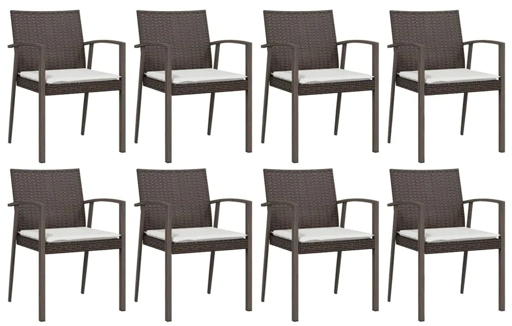 9 pcs conjunto de jantar p/ jardim com almofadões vime PE e aço