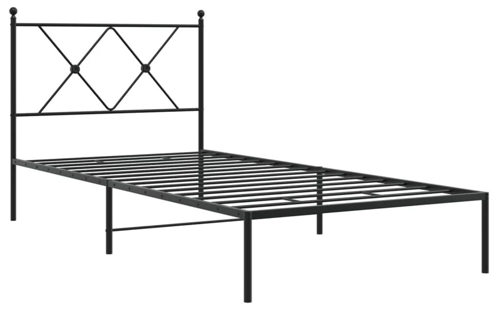 Estrutura de cama com cabeceira 90x190 cm metal preto