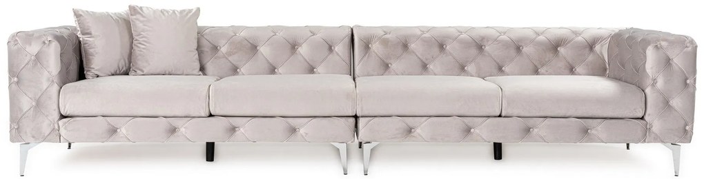 Sofá de 4 Lugares Como – Cinzento Claro – 344x90x72 cm