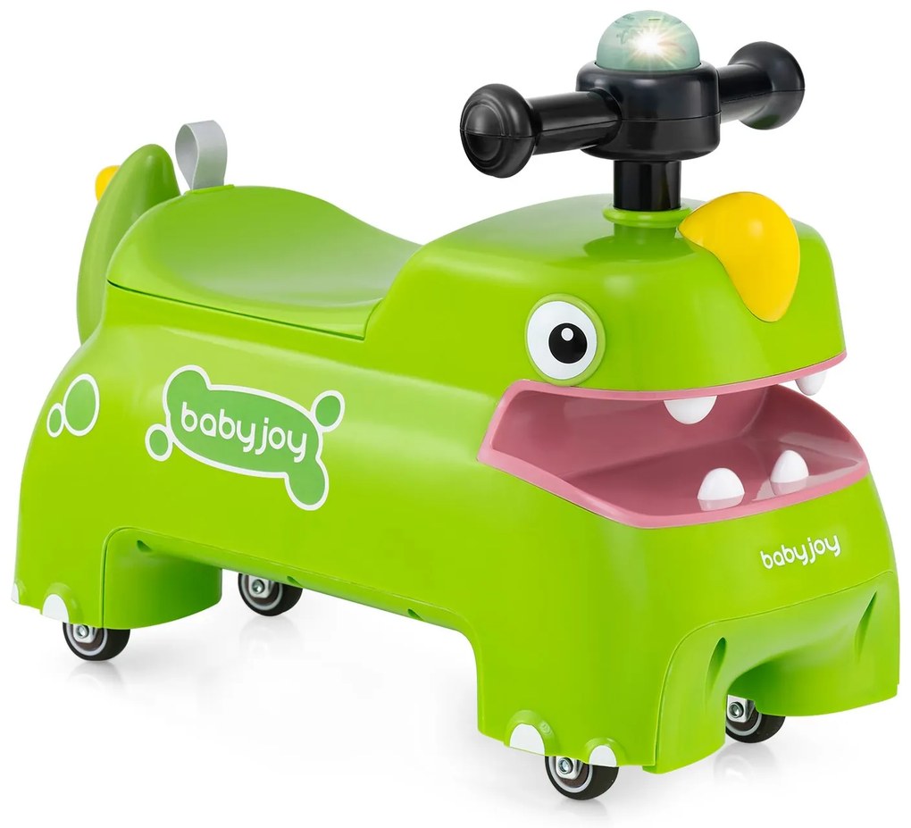 Brinquedo de passeio para crianças com espaço para armazenamento sob o assento, música e luzes - branco