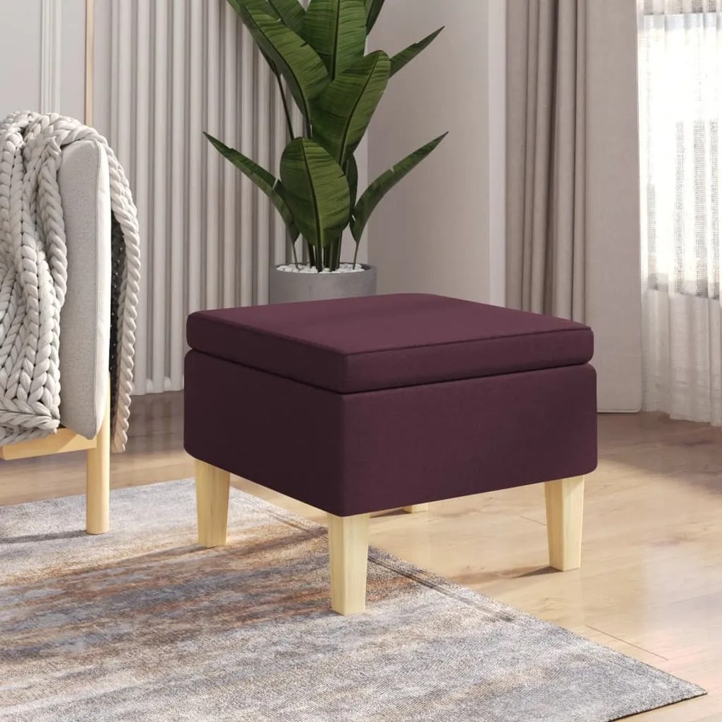 Banco com pernas de madeira tecido roxo