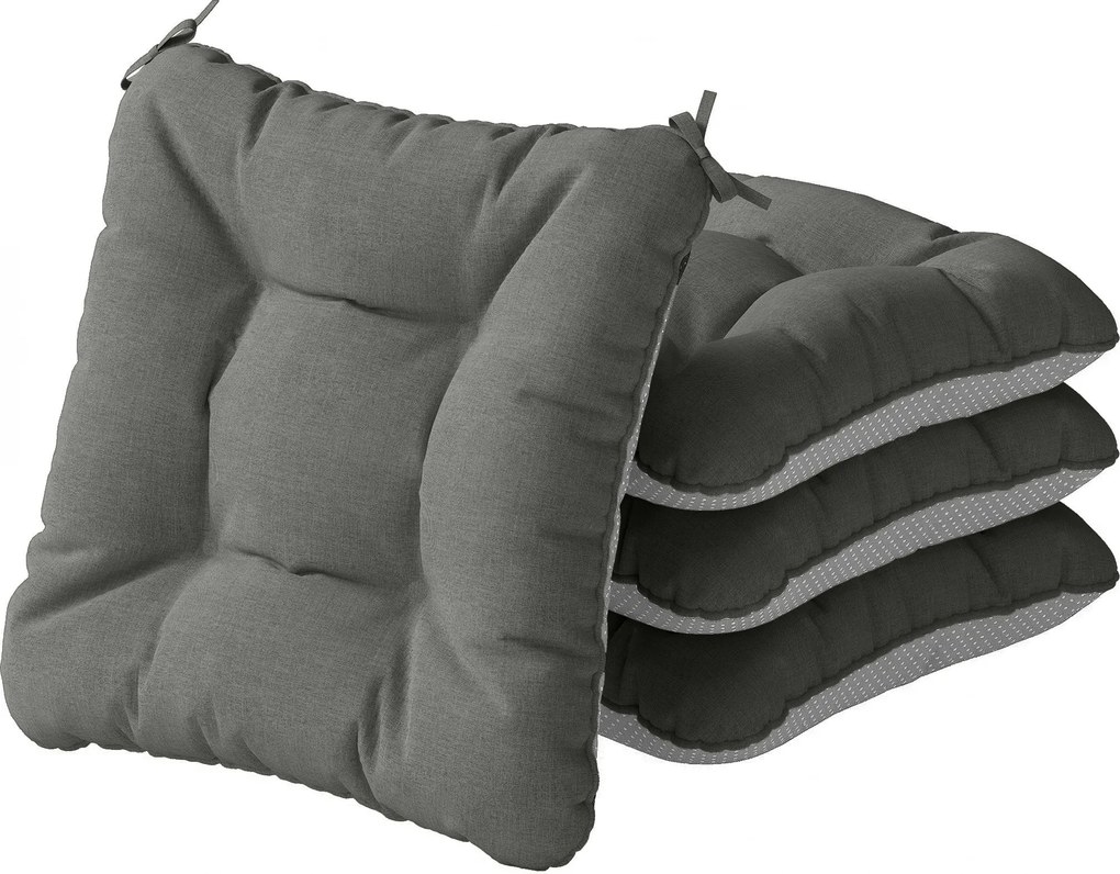 Outsunny Conjunto de 4 Almofadas para Cadeiras de Jardim com Laços e Base Antiderrapante Impermeáveis 39,5x39,5x10 cm Cinzento Escuro | Aosom Portugal