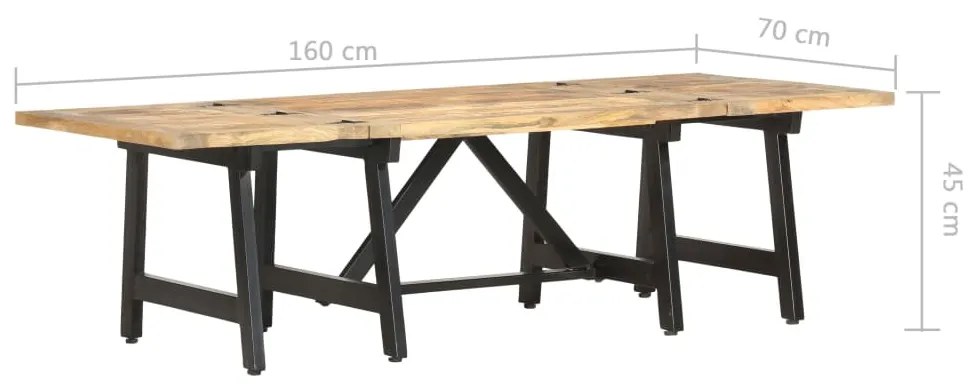 Mesa de centro extensível 160x70x45 cm madeira mangueira maciça