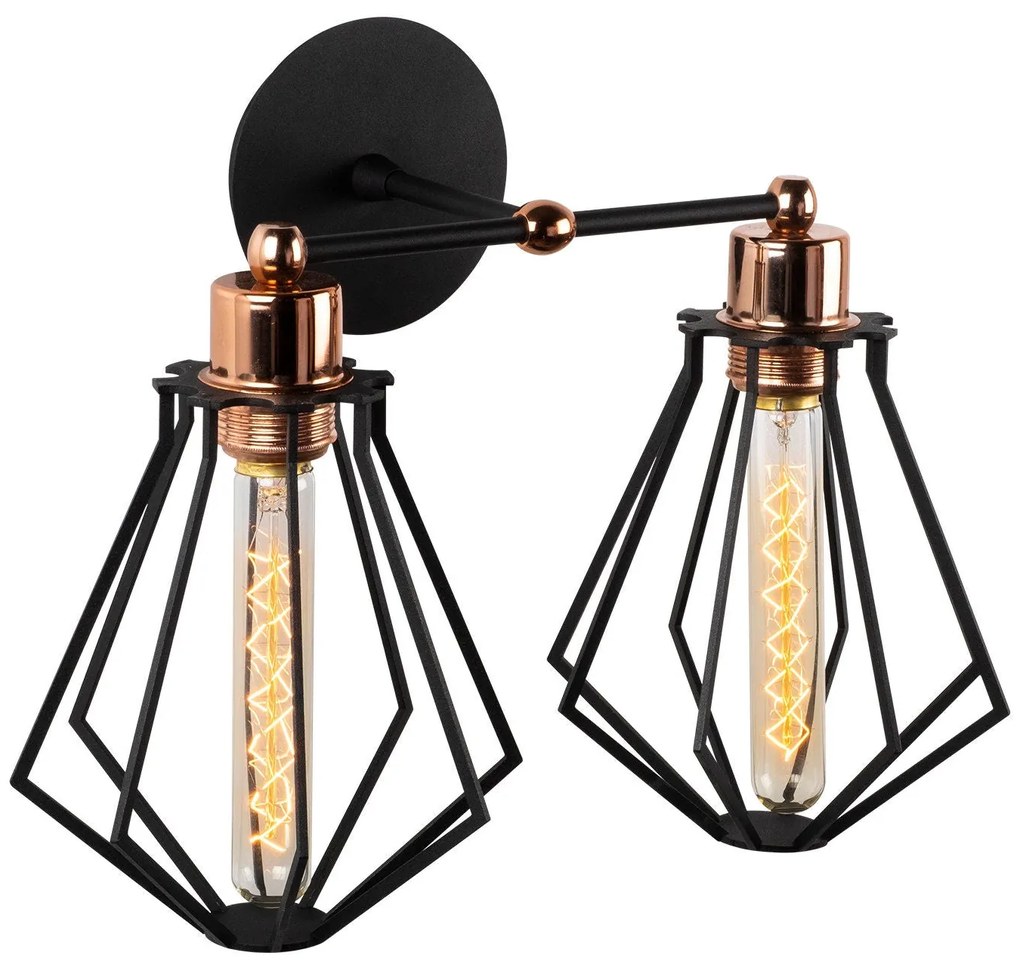 Candeeiro de Parede Oylat – Preto e Bronze – Diâmetro 38 cm