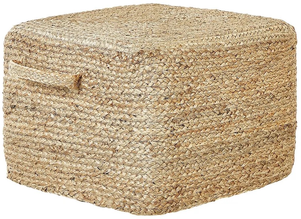 Pufe de juta cor natural 45 x 45 x 30 cm DHADAR Beliani